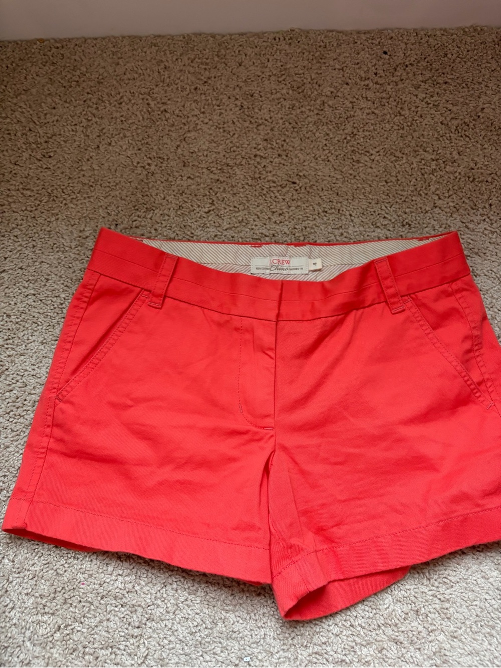 J. Crew Coral-Red Cotton Chino Bermuda Shorts